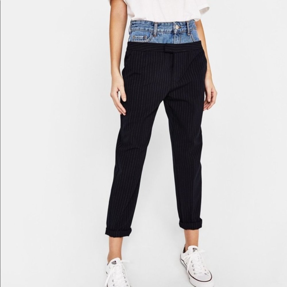 Bershka two tone denim pinstripe pants Size XS